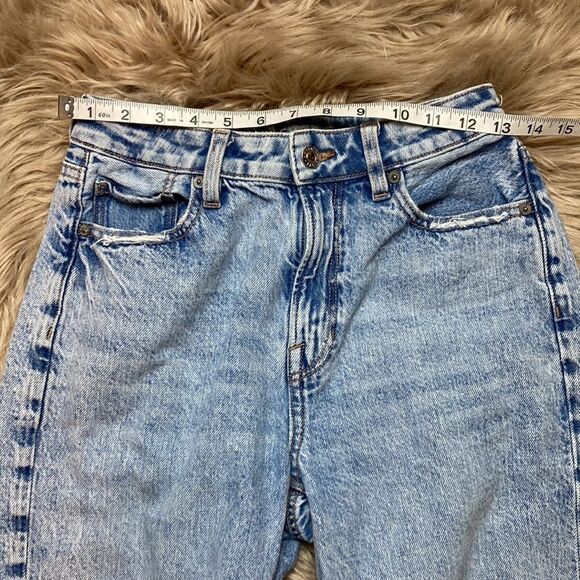 American Eagle Mom Ripped Strait Leg Jean distressed Cotton Light-wash High-rise - Picture 13 of 13
